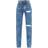 PrettyLittleThing Ripped Split Hem Jeans - Light Blue Wash