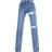 PrettyLittleThing Ripped Split Hem Jeans - Mid Blue Wash