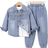 Shein Toddler Boys Dual Pocket Denim Shirt & Jeans Without Tee - Medium Wash