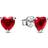 Pandora Heart Stud Earrings - Silver/Red