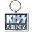 Kiss army block name logo image silver metal keychain keyring