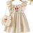 Shein Toddler Girls' Embroidered Floral Pattern Asymmetrical Ruffle Hem Dress With Flower Mini Bag