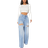 Shein SXY Single Button Cut Out Ripped Frayed Wide Leg Jeans