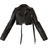 PrettyLittleThing Faux Leather Super Cropped Belted Biker Jacket - Black