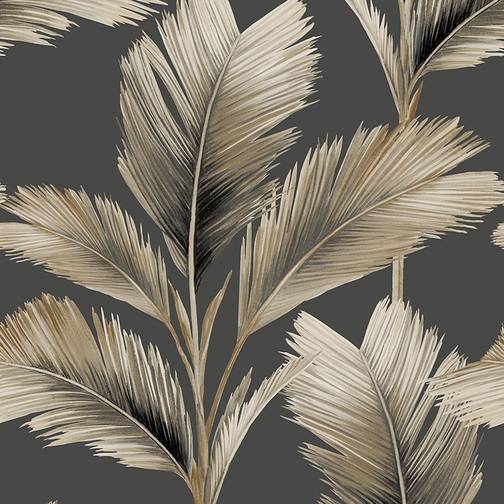 Kailani Leaf Wallpaper Charcoal Natural Belgravia 59116 • Pris