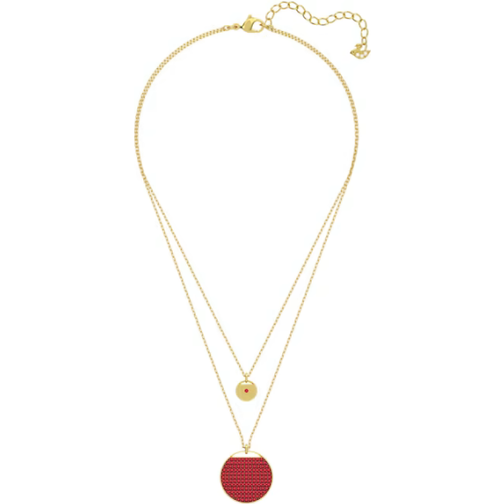 Swarovski Ginger layered Pendant Necklace - Gold/Transparent/Red • Pris