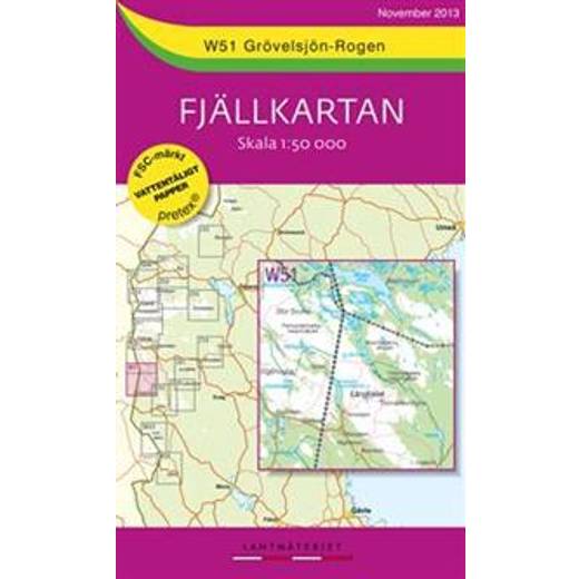 W51 Grövelsjön-Rogen Fjällkartan: 1:50000 (karta, Falsad., 2014) • Se