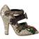 Dolce & Gabbana Gold Sequined Crystal Studs Heels - Gold/Green/Purple