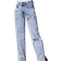 PrettyLittleThing Ripped Split Hem Jeans - Blue