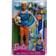 Barbie Ken-docka med surfbräda och hundvalp, ställbar blond Ken-stranddocka med tematillbehör som en handduk HPT50