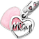 Pandora Mom Script Heart Dangle Charm - Silver/Pink