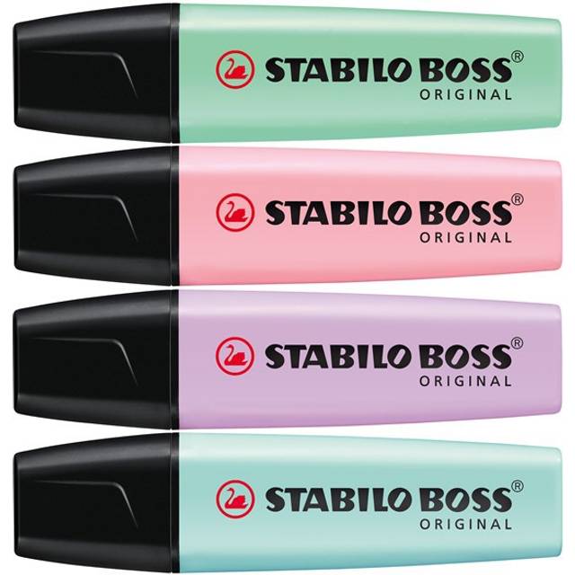 Överstrykningspenna - STABILO BOSS ORIGINAL Pastel 4 blandade färger